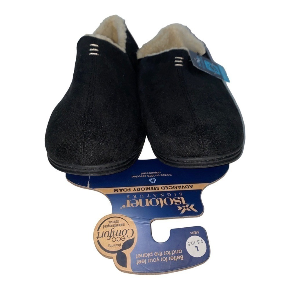 Isotoner Signature Advanced Slipper Memory Foam Slip-On Black Men 9.5-10.5 NEW
